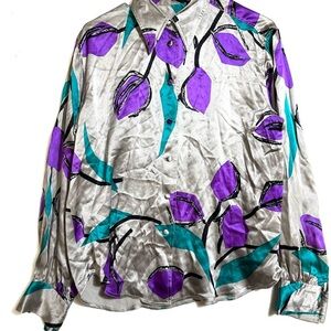 Vintage Collection B Purple and Green Tulip  Blouse